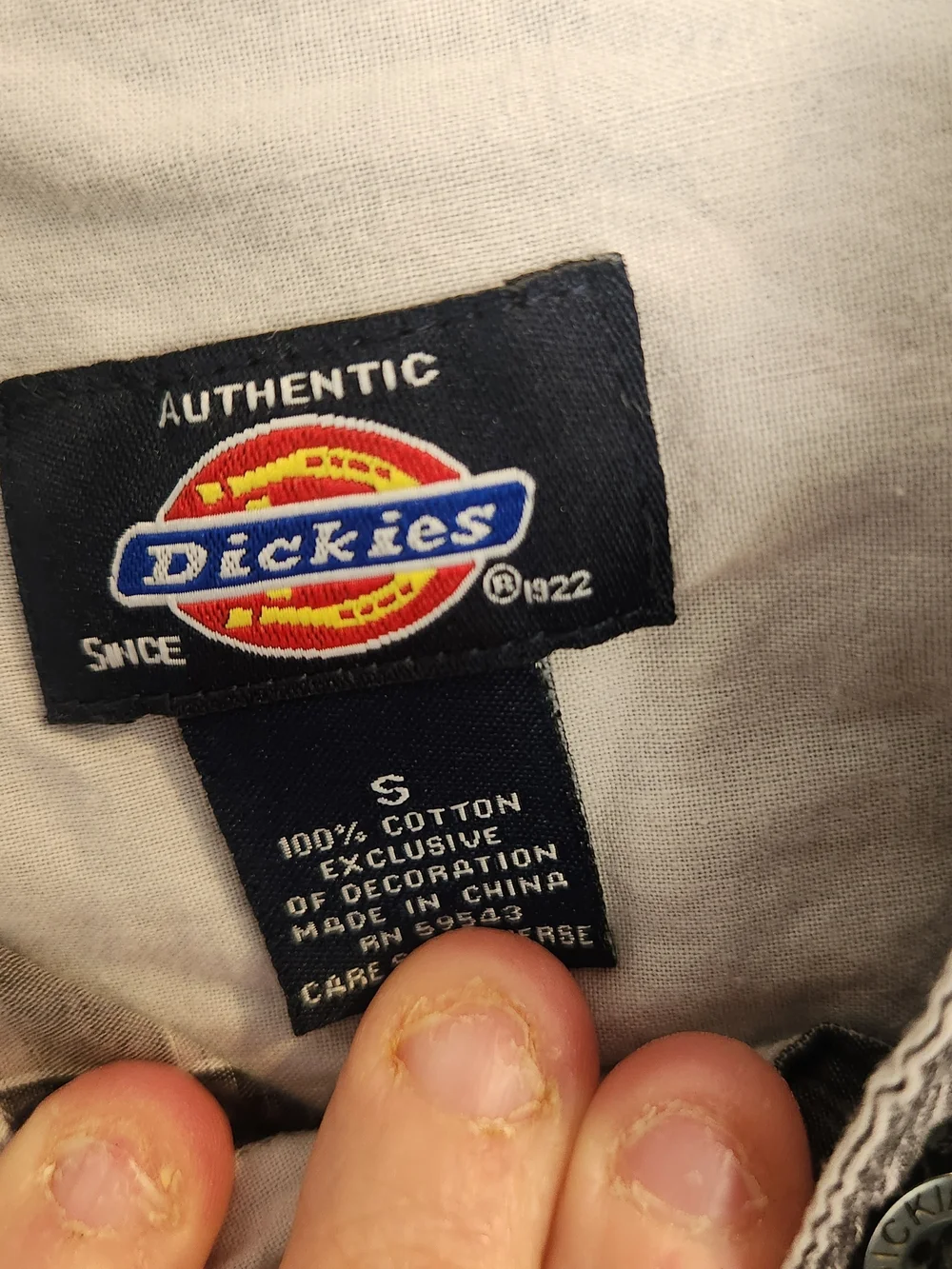Dickies Men’s Plaid Short Sleeve Button-Up Shirt - Black and Cream S Euc